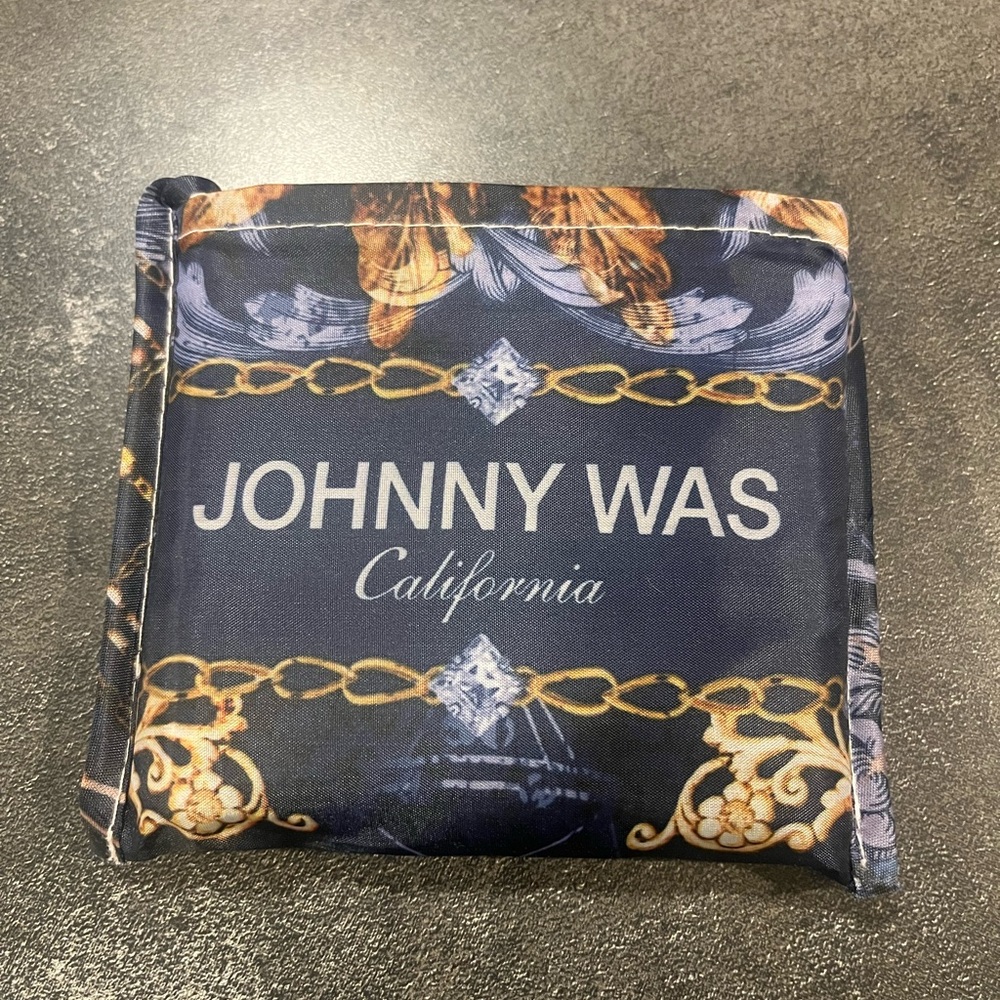 NEW Johnny Was packable reusable Blue Lightweight nylon tote bag unisex